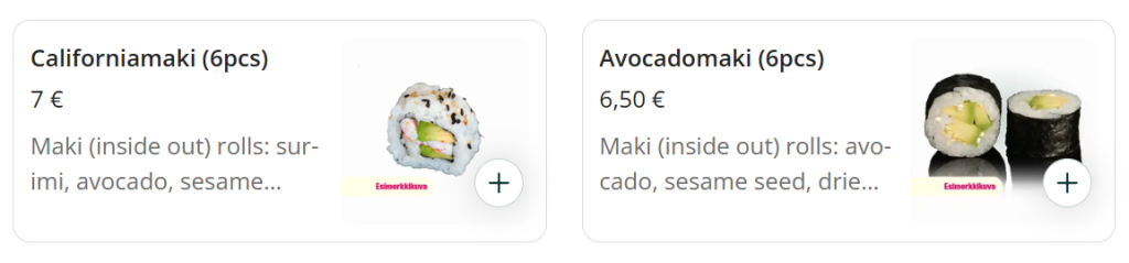 Ravintola koto menu sushi ala carta